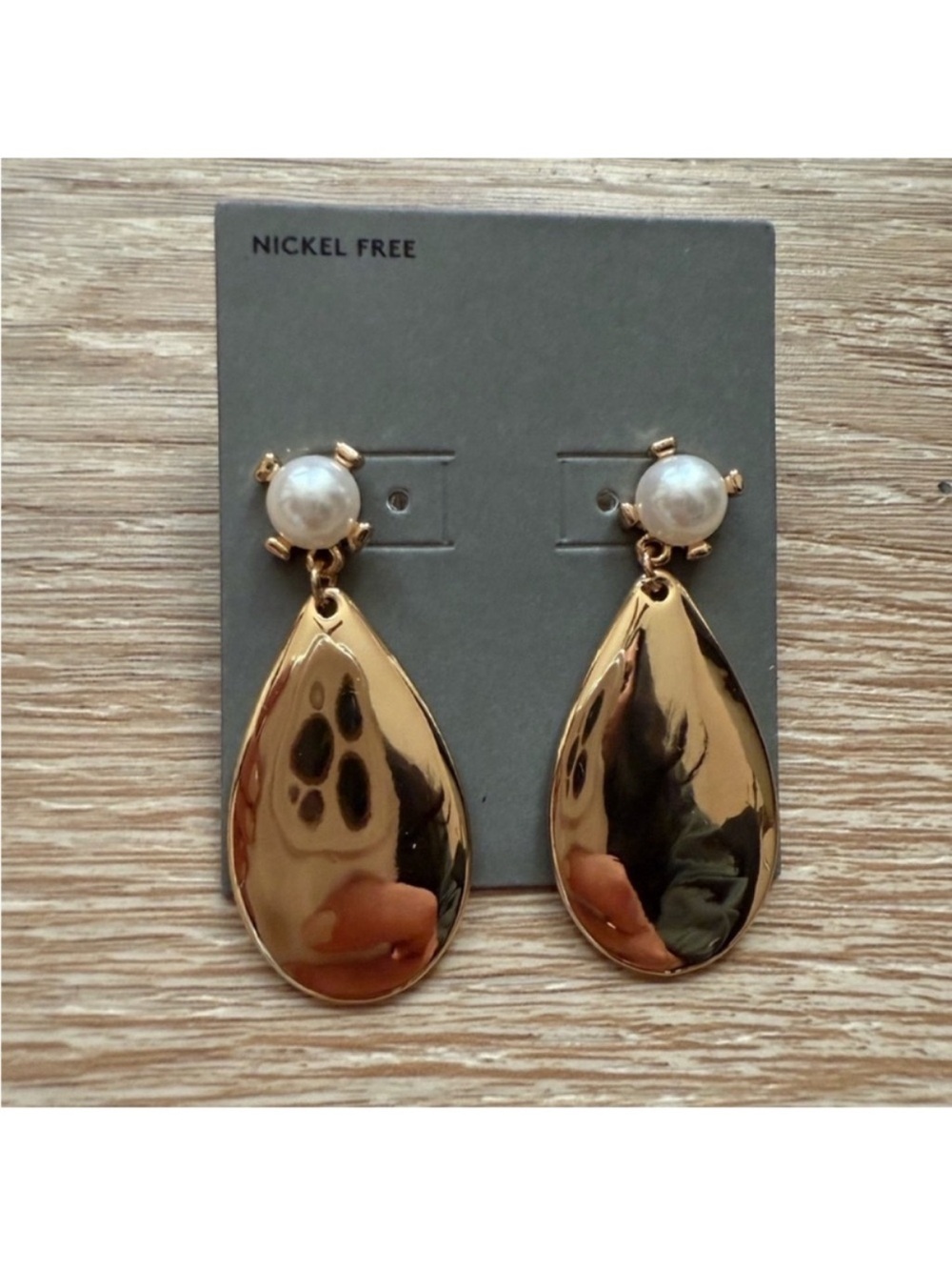 Nordstrom Gold Teardrop Dangle Earrings with Pearl Top